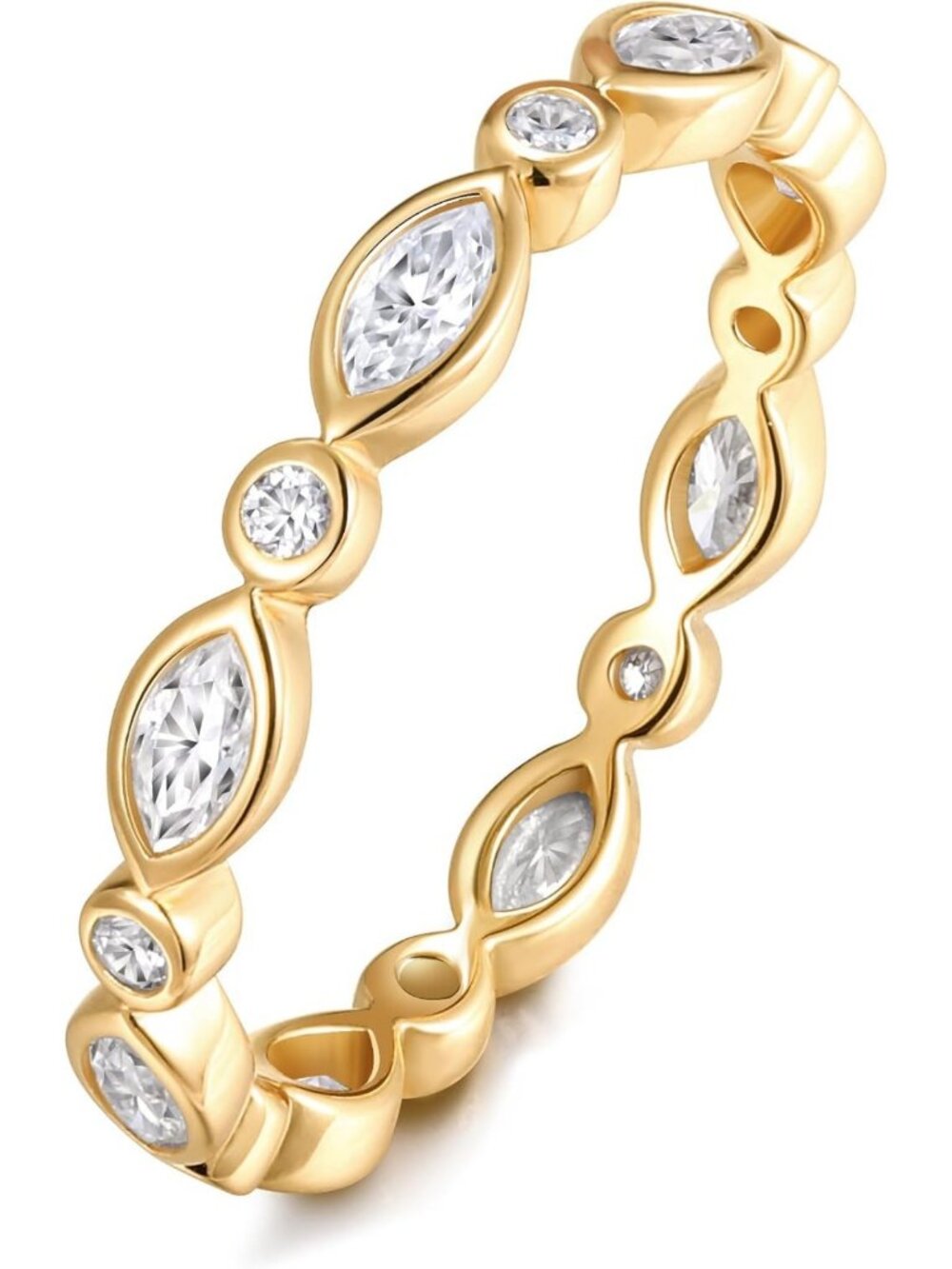 Stunning 5A Cubic Zirconia Eternity Band Ring in 925 Sterling Silver for Women